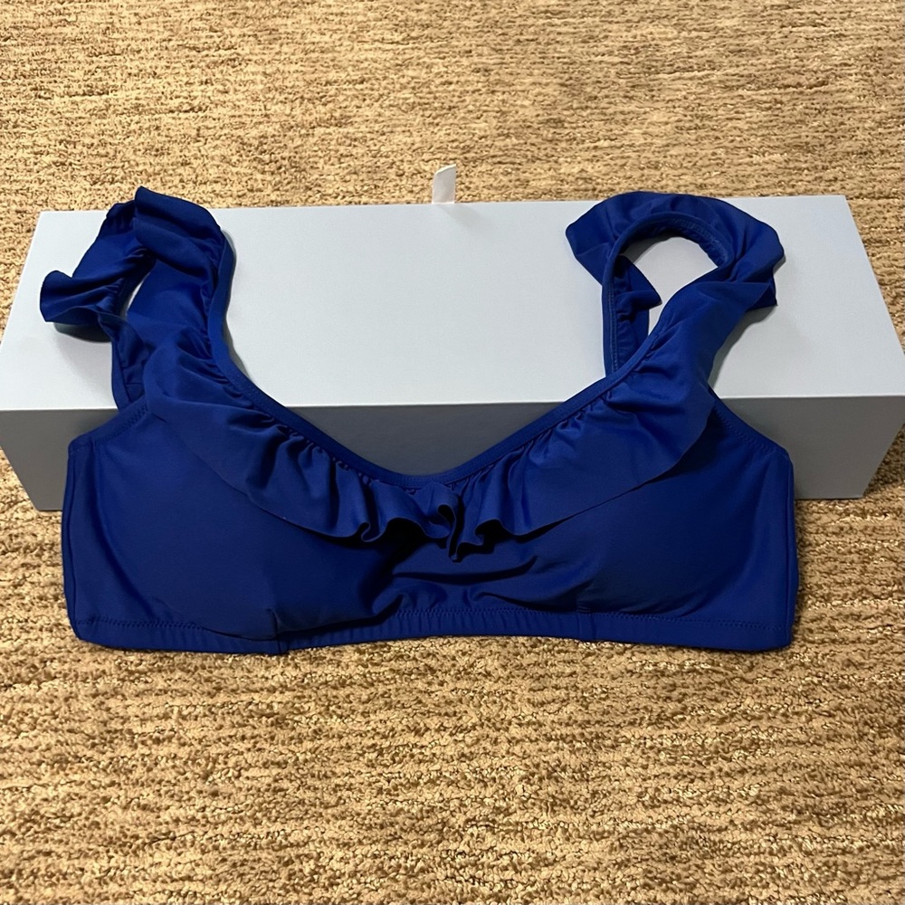 J.Crew Ruffle bikini top (royal blue)